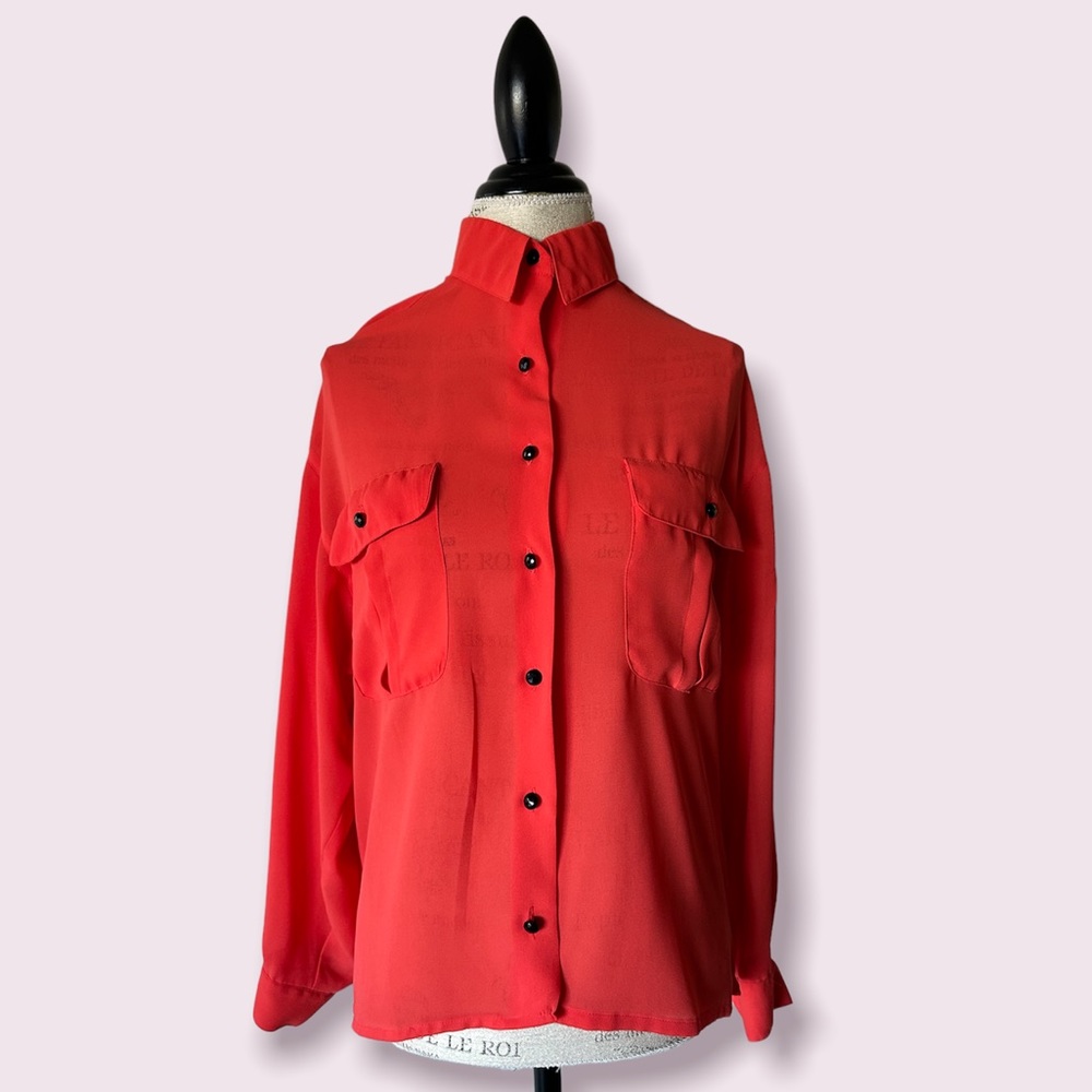 Vintage Button Down Long Sleeve Blouse Medium